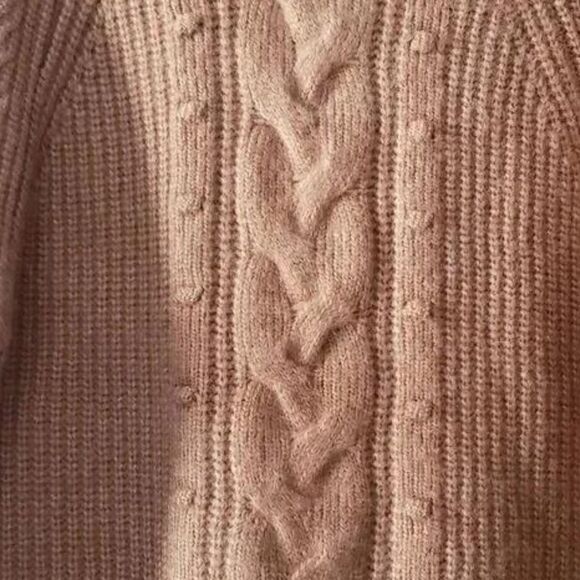 Ava & Viv Tan Mock Neck Puff Sleeve Boho Plus Size Pullover Sweater Sz 14 - Picture 6 of 9